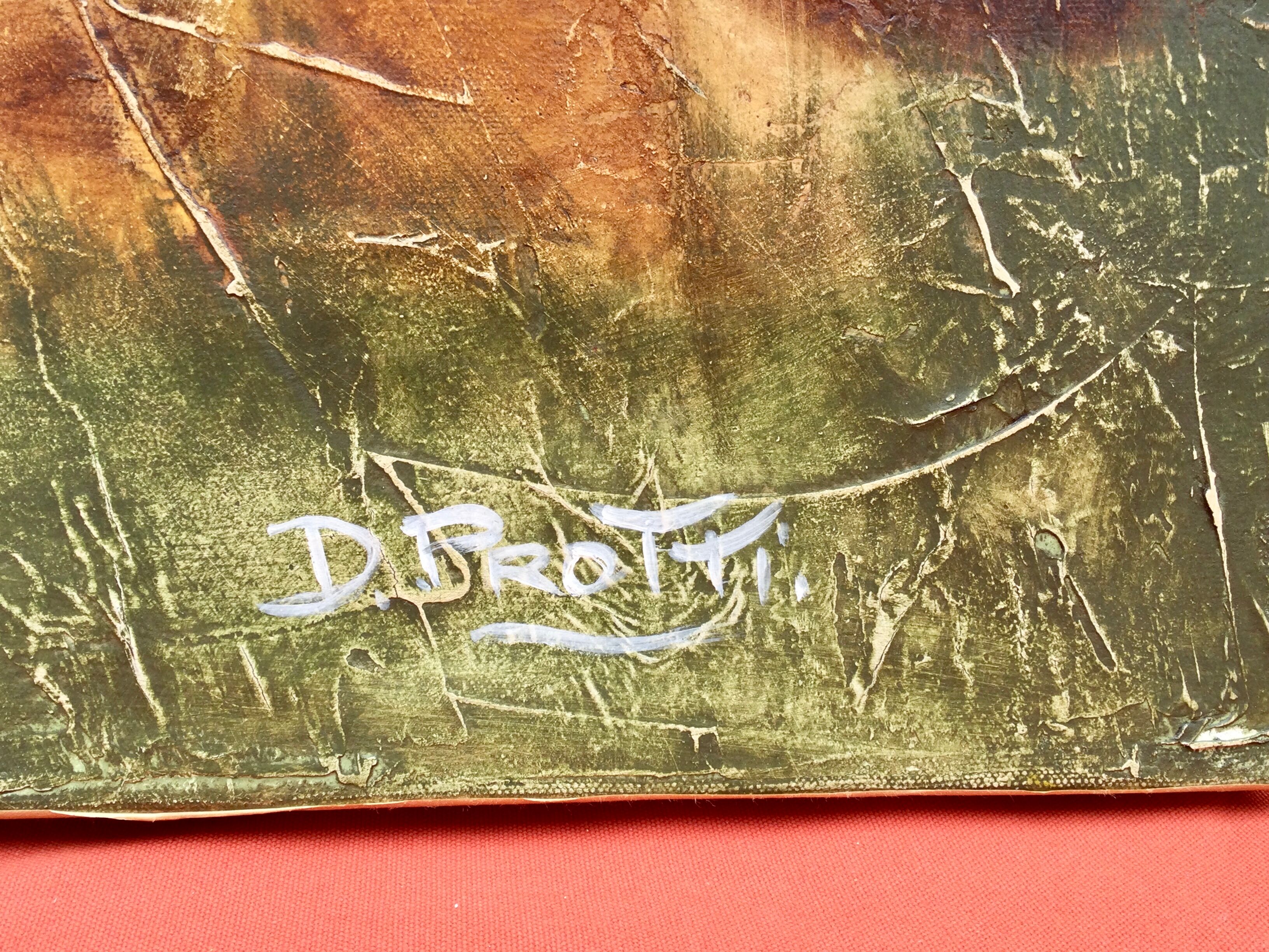 Oil on canvas "Couple of felines" by Dominique PROTTI-BARAIZE