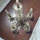 vintage pendant light from the 60s 70s with glass pendants and 5 candle holders