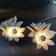 Pair of Hollywood Regency flower sconces in white glass and brass. Italy