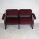 Black honeycomb steel sofa, burgundy fabrics, Italy, circa 1970