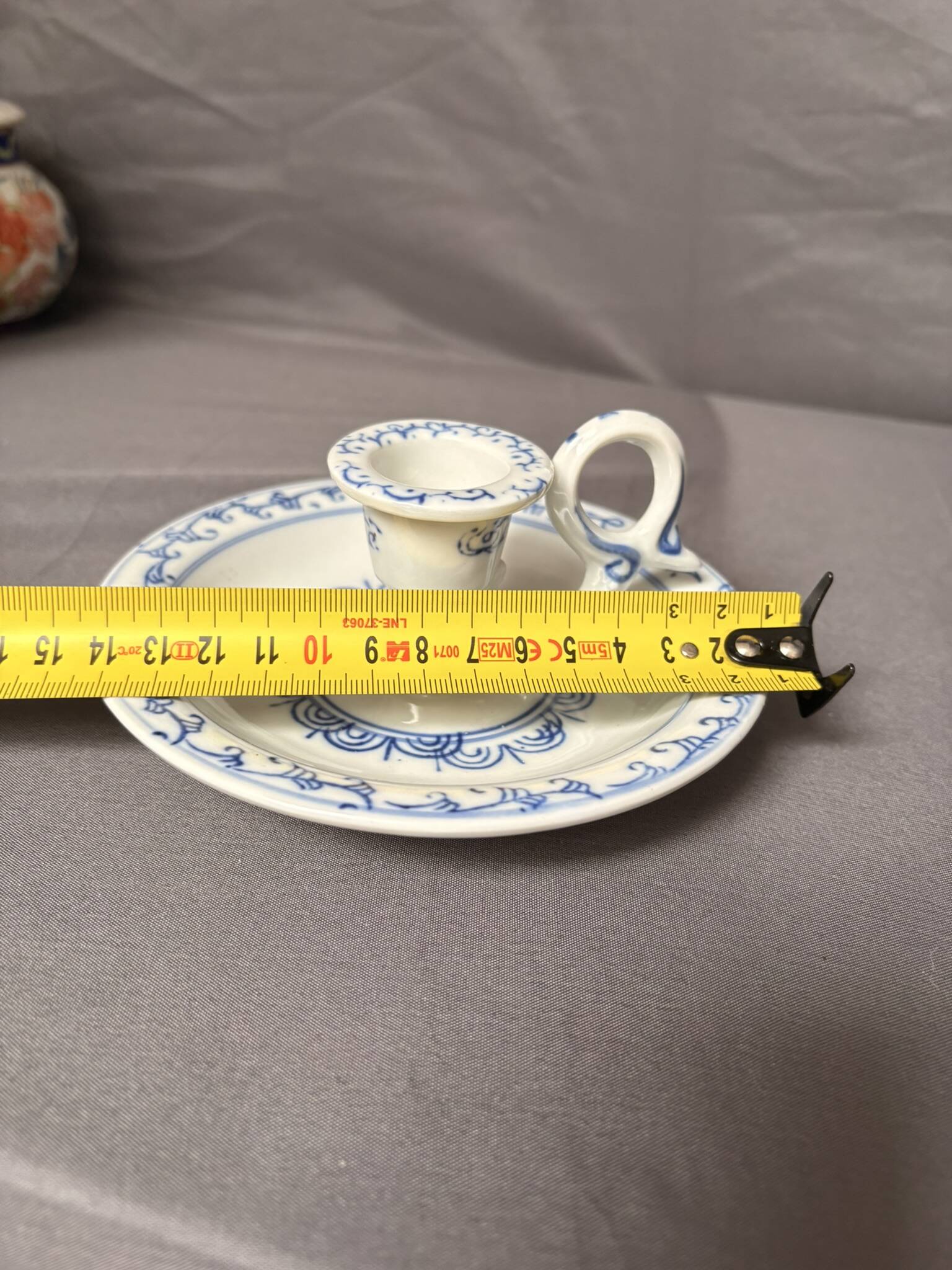Ancien Bougeoir Porcelaine Blanc Bleu Dynastie Ming Chine