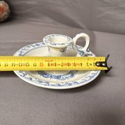 Ancien Bougeoir Porcelaine Blanc Bleu Dynastie Ming Chine