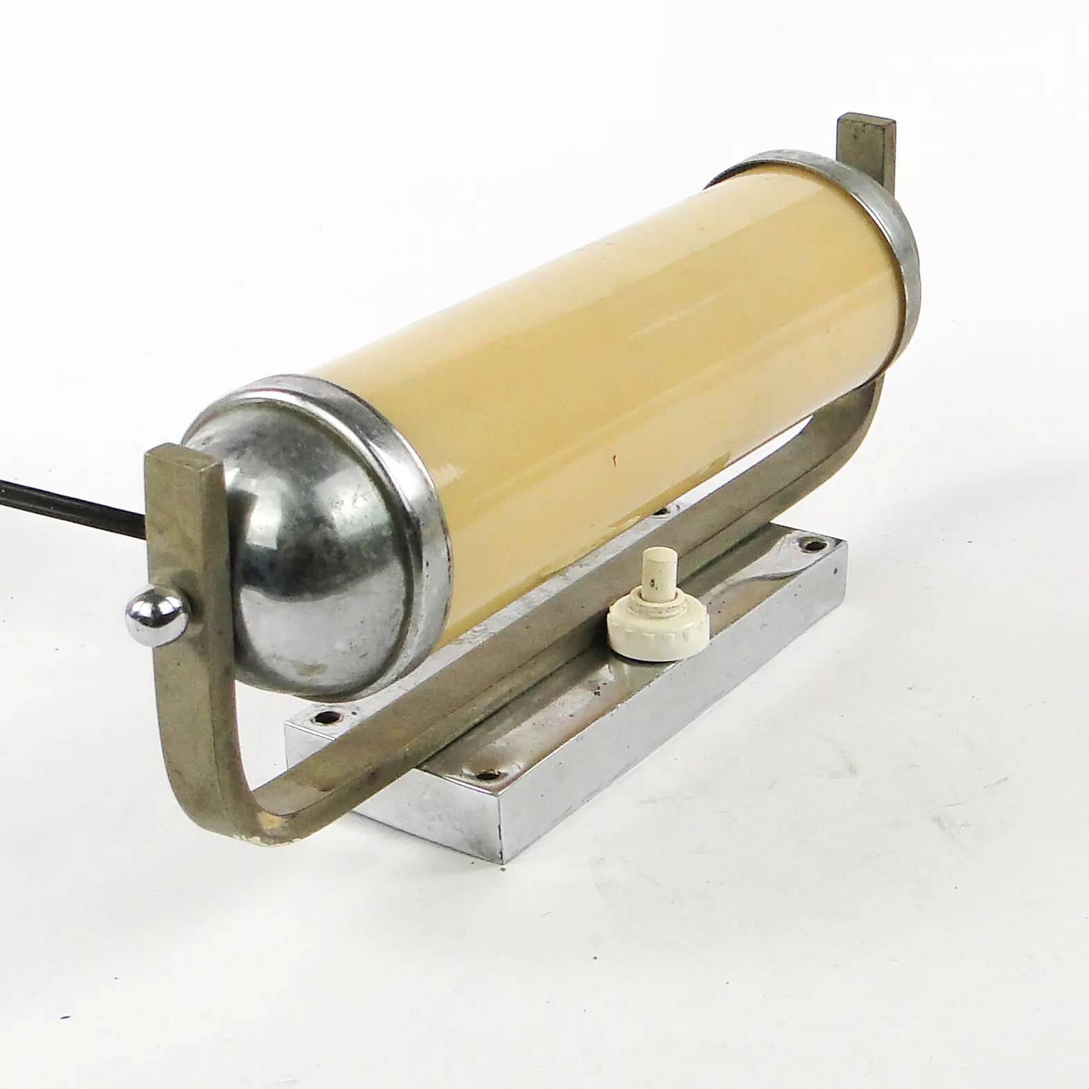 Art Deco wall lamp, functionalism, chrome-plated brass, Czechoslovakia, 1950s