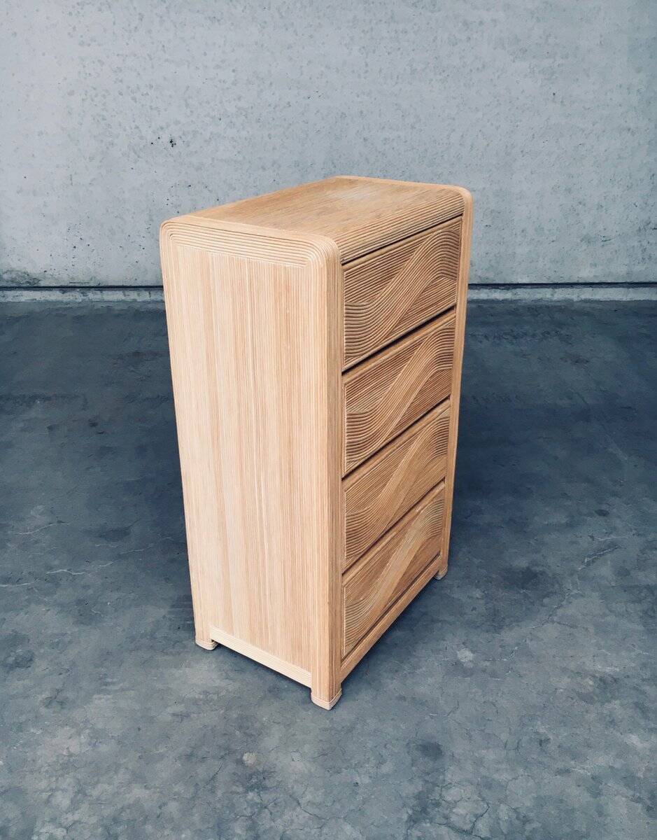 Vintage Rattan High Chest of Drawers, 1980s
