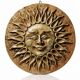 Anthropomorphic sun wall sculpture in patinated terracotta, vintage Italian craftsmanship.