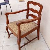 Antique Louis Philippe armchair with vintage rope seat