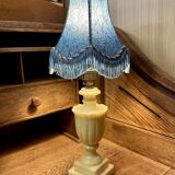 Small Vintage Table Lamp with Blue Shade