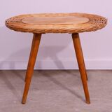 Mid century rattan stool by Jan Kalous for ÚLUV, 1960´s, Czechoslovakia