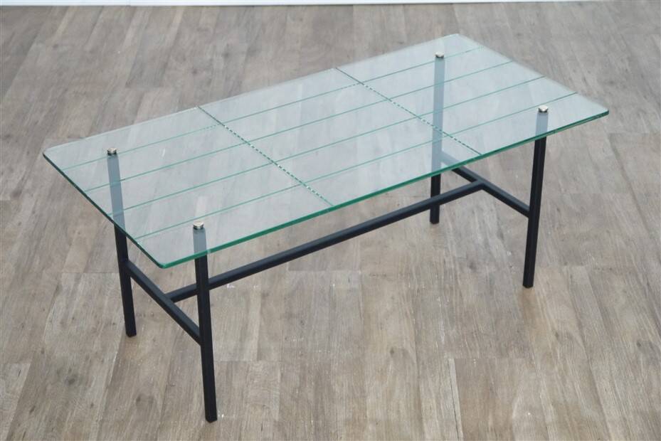 Modernist glass and metal coffee table 1950