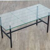 Table basse moderniste en verre et metal 1950
