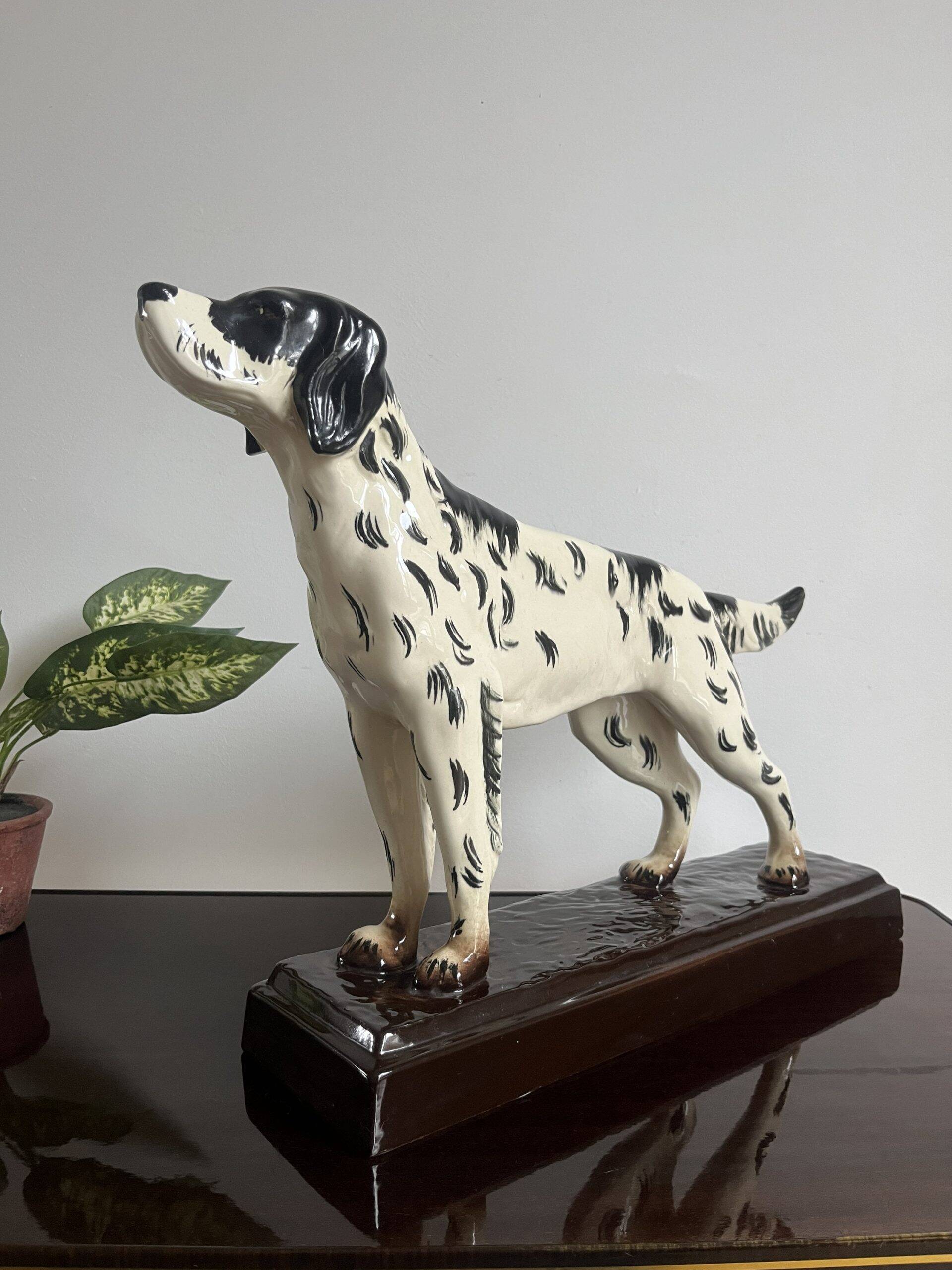 Setter animal earthenware from the Sainte Radegonde factory, 1950s