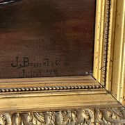 Oil on canvas of a still life with pears 1911, antique framed painting