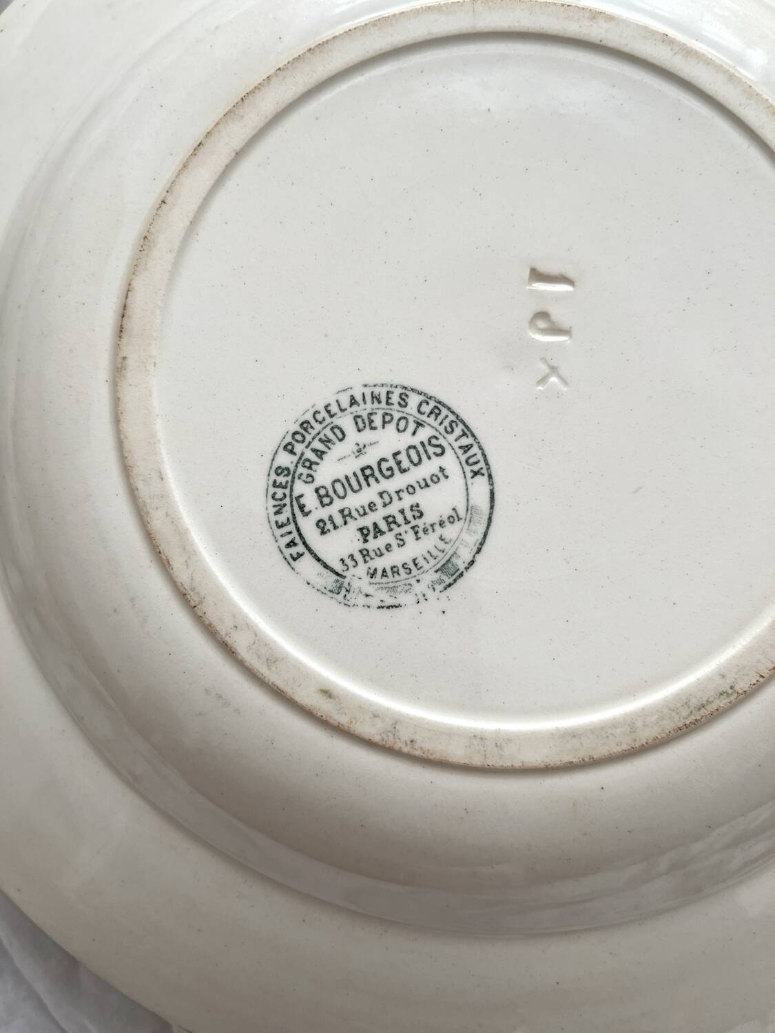 2 “French” ironstone soup plates from Choisy le Roi