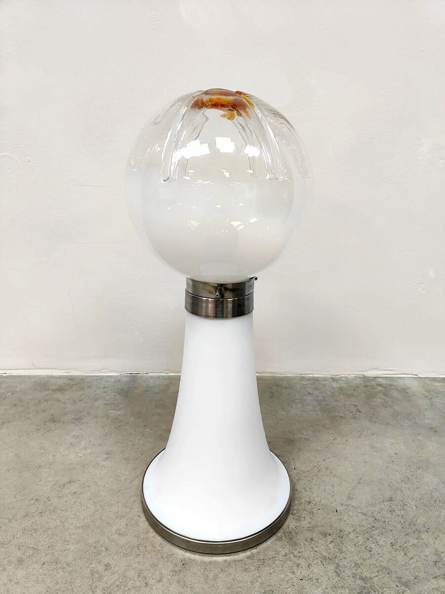 Vintage Italian design glass floor table lamp