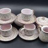 Earthenware coffee service signed Jean Austruy Vallauris around 1970 - Cups - saucers - milk pot