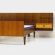 Vintage double bed with nightstands in teak, maple, brass & glass, 1960s
