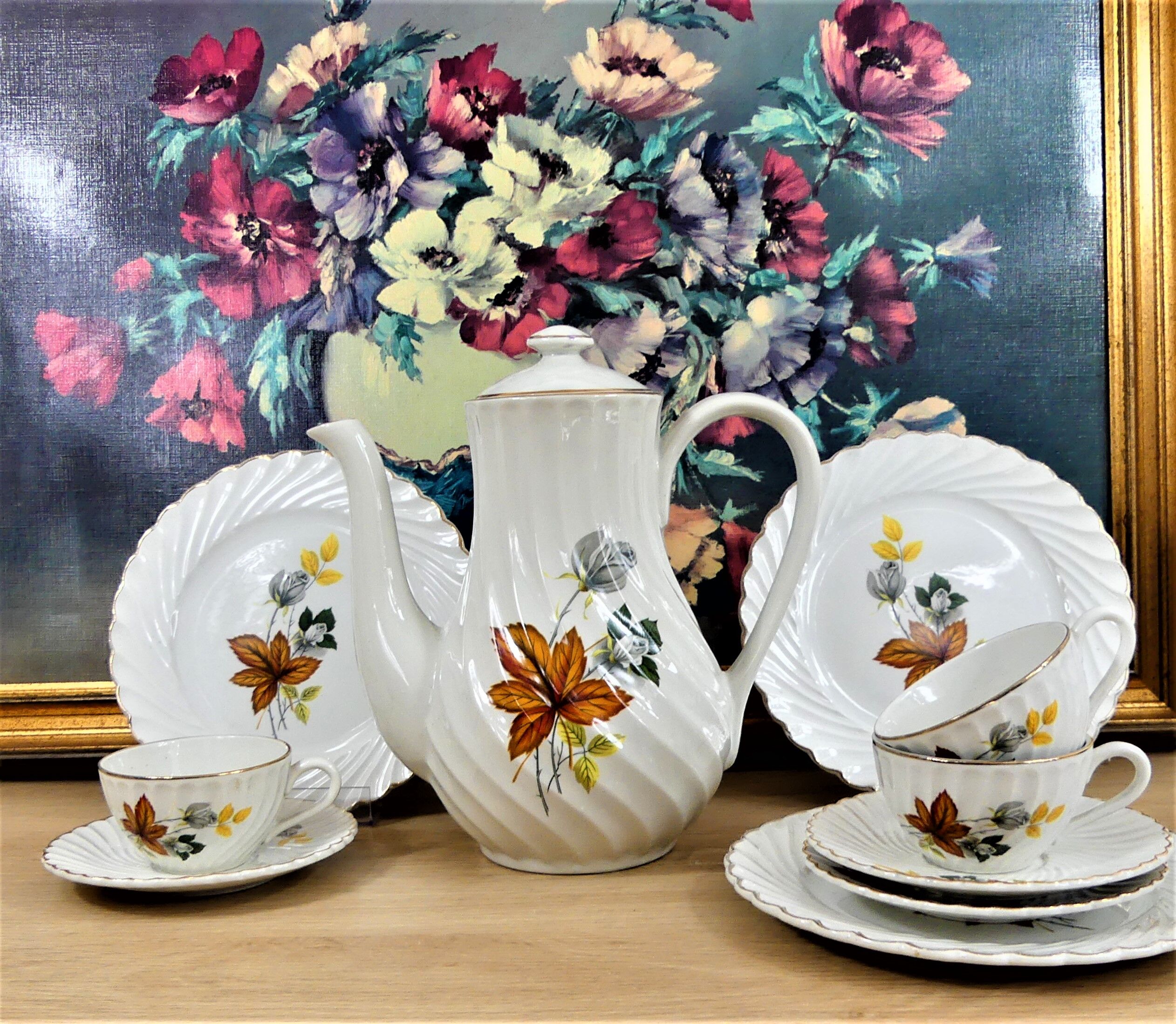 Coffee service Lunéville K.G-Coffee cups-dessert plates-Coffee maker