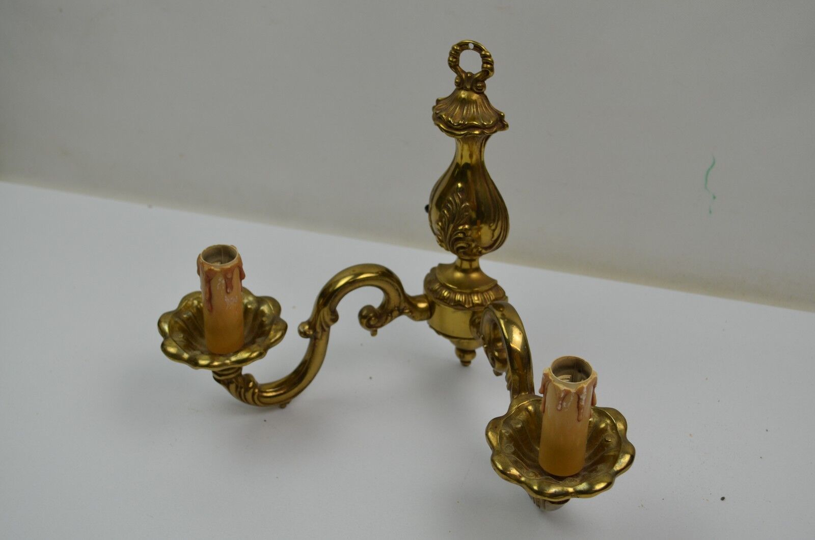 Pair of wall lamps with two lights in Louis XV style bronze