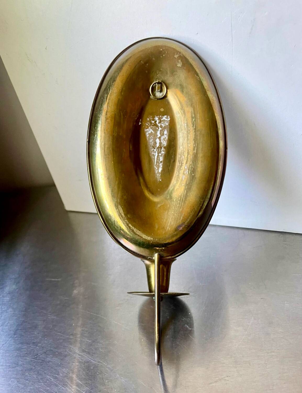 Vintage  Brass Wall mirrored Candle Sconce height 25 cm