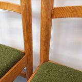 Set of 4 vintage chairs in pine and khaki green bouclette fabric from the 70s