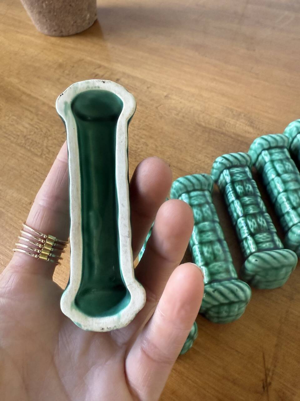 Vallauris green ceramic knife holder