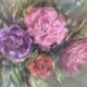 Tableau bouquet de pivoines et fleurs sauvages, années 70