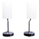 Pair of Italian chrome metal and white acrylic lamps