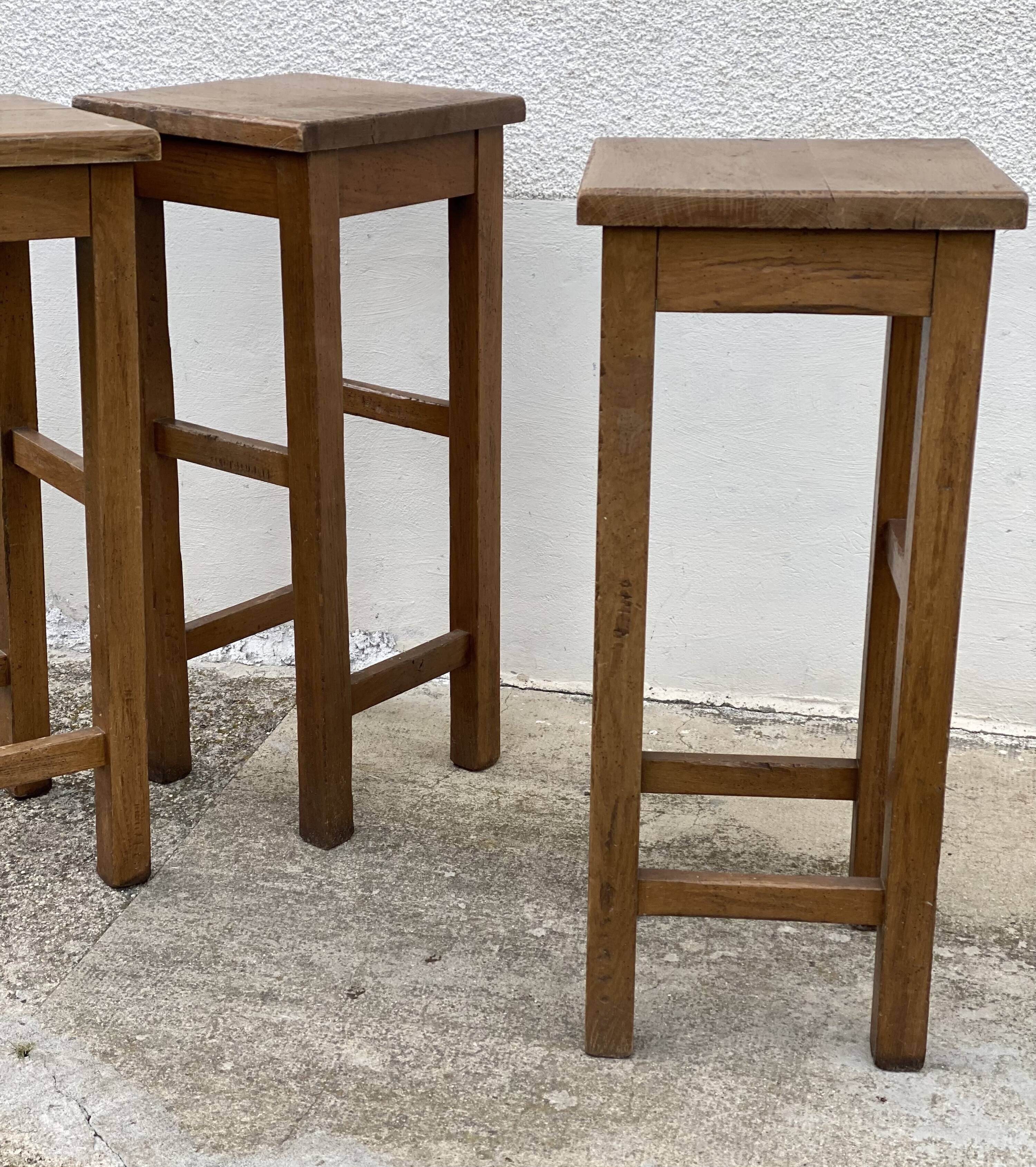 Ensemble de 3 tabourets de bar brutalists vintage 1960