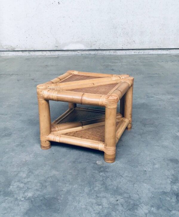Handcrafted Bamboo Corner Table Set, 1970s, Set of 2