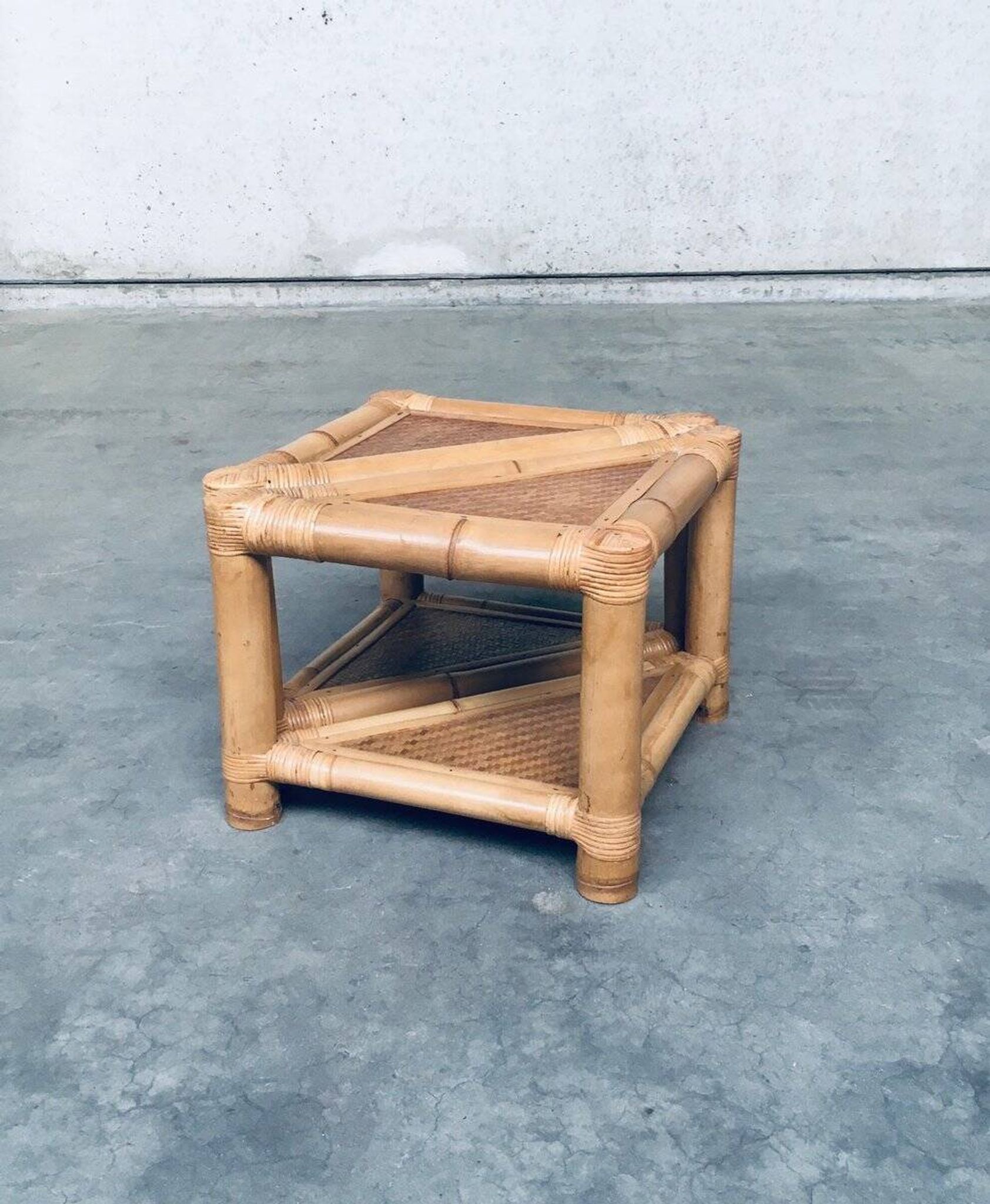 Handcrafted Bamboo Corner Table Set, 1970s, Set of 2
