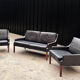 Canapé et 2 fauteuils scandinaves en cuir