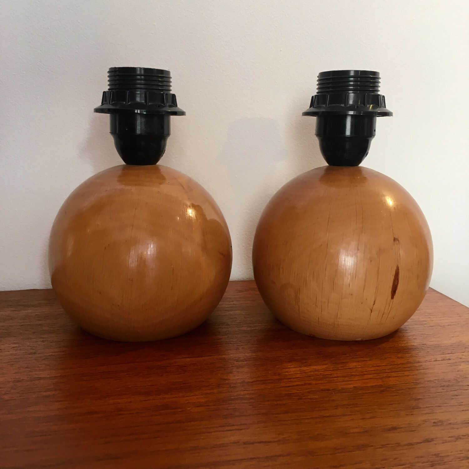 Solid wood ball lamp legs, 1980s