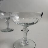 Set of 8 glass champagne glasses XIXth