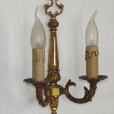 Large Vintage French Bronze Baroque Style Bronze Double Wall Light 5413