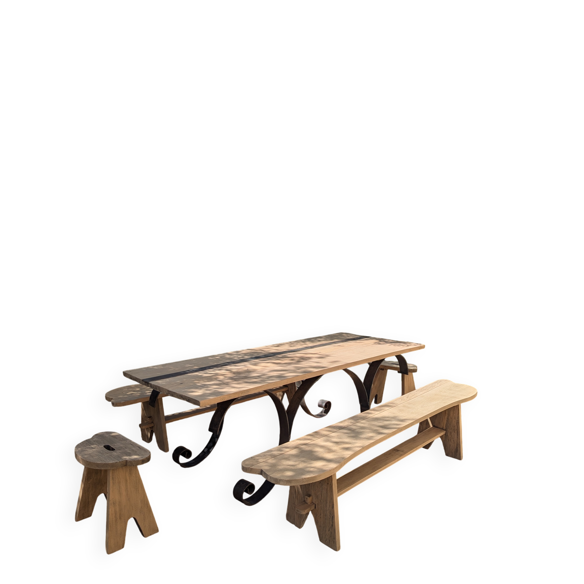 Table set, stools and benches
