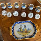 Set of tray and six cream pots HB Quimper