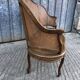 Antique Louis XV bench in solid walnut and caning