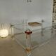 Table XL Laiton massif et Plexiglas-Style Jansen 1970