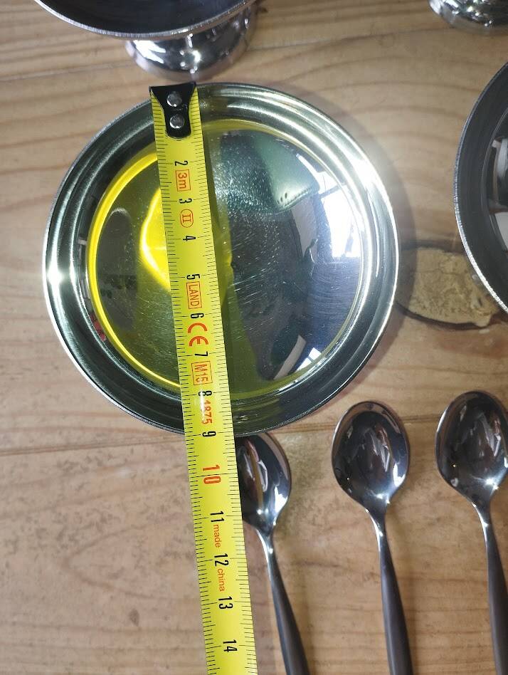 Vintage ice cream or dessert service in stainless steel