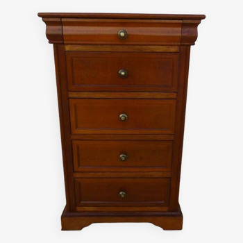 Louis Philippe style chest of drawers with 5 drawers and brass buttons – Very good condition