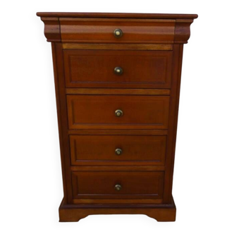 Louis Philippe style chest of drawers with 5 drawers and brass buttons – Very good condition