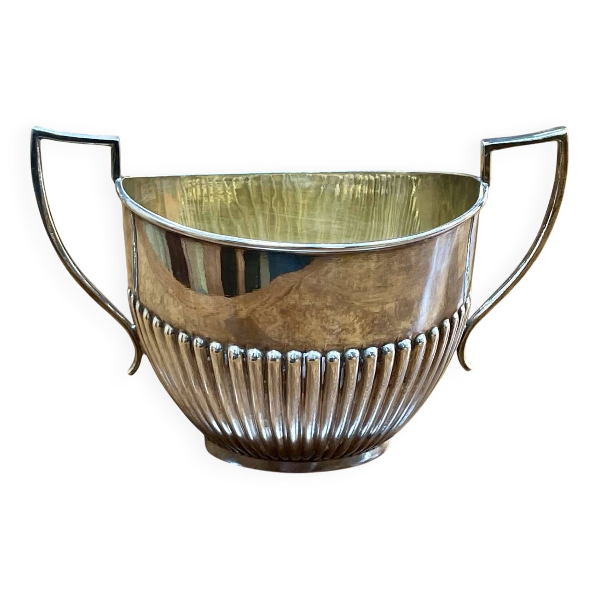 English silver-plated sugar bowl, early 20th century