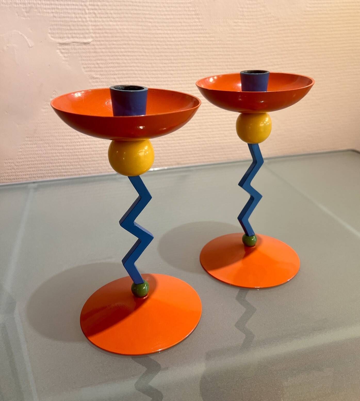 Paire de bougeoirs, Memphis, 1980
