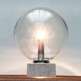 Mid-century glass and marble table lamp 3480 by Erco, 1960s.