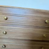 Vintage chest of drawers with oak veneer and gold handles