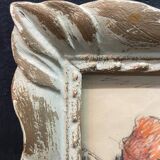 Dry pastels on paper “woman knitting on the beach”