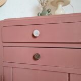 Pair of art deco bedside tables renovated Red ochre