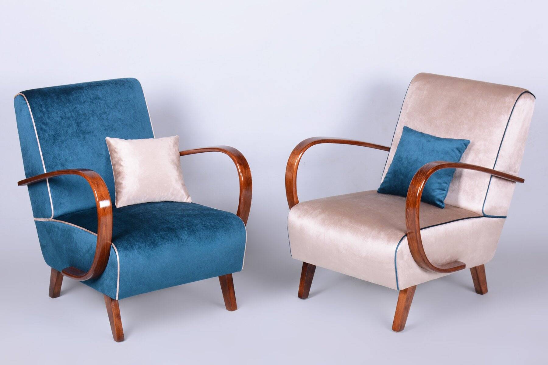 Art Deco Armchair Model C attributed to J. Halabala for Up Závody, Czech, 1940s