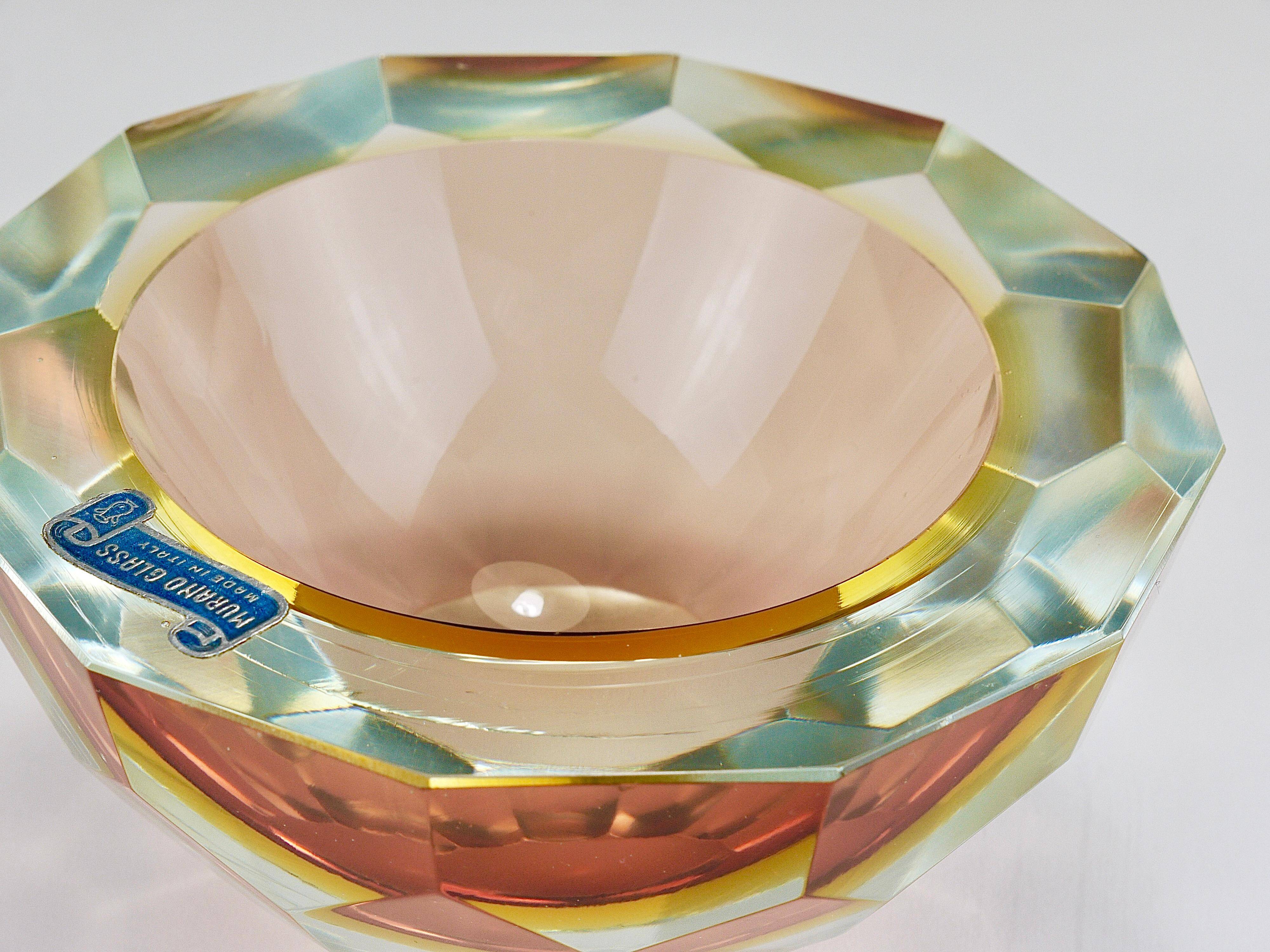 Large Faceted Murano Glass Bowl for Caviar, Italy, 1960s