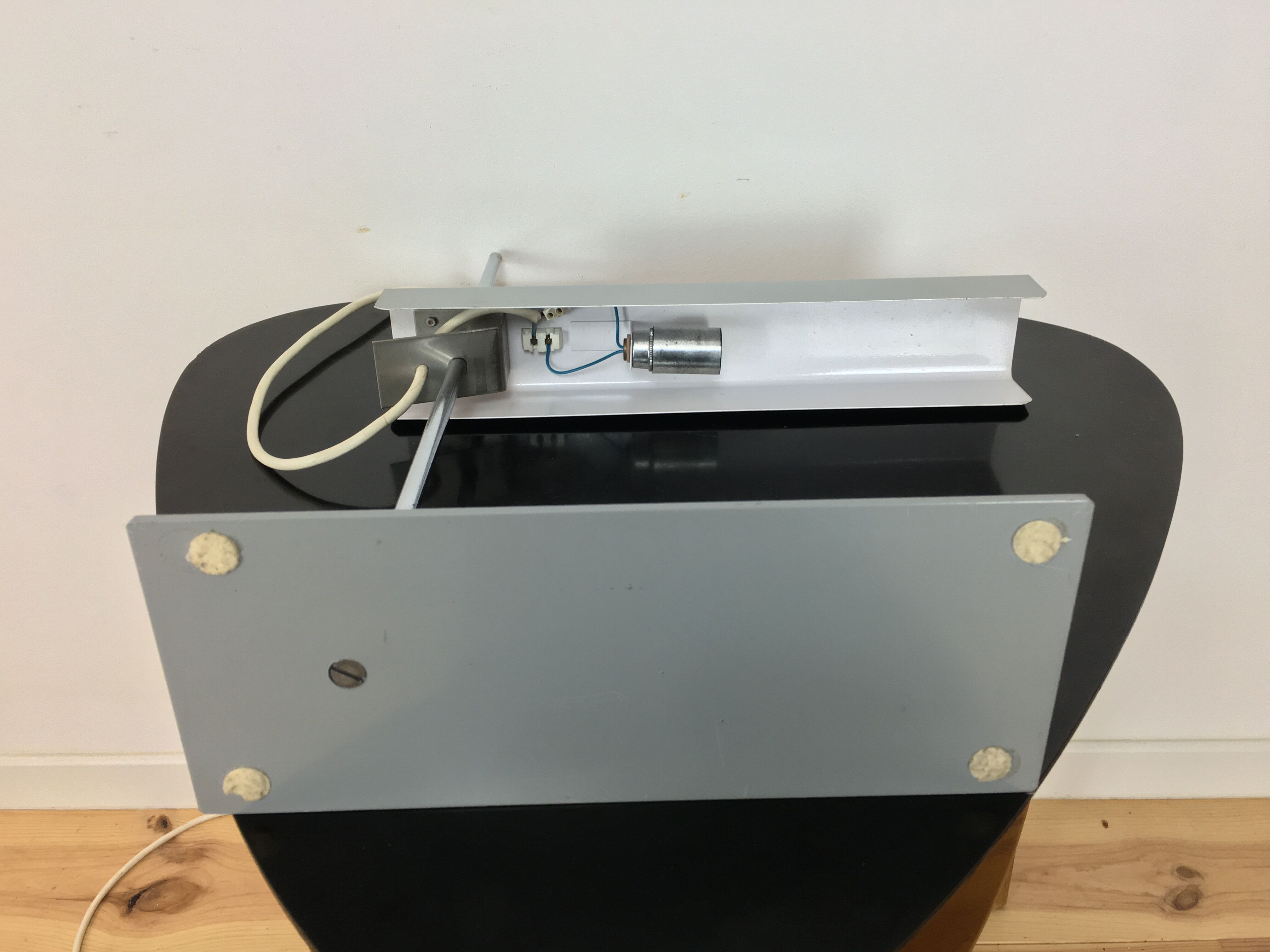 Fold and chrome sheet office lamp, 50s